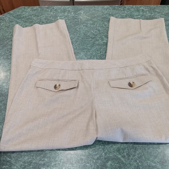 Isaac Mizrahi Dress Pants Womens 14 Brown Wool Blend Woven Straight Leg Career - Picture 8 of 12